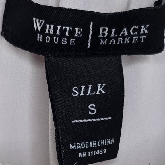 White House Black Market Silk Metallic Golden Sheer Blouse - Picture 9 of 9